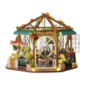DIY Miniature Doll House Wooden Coffee Shop with Furniture LED Light M316