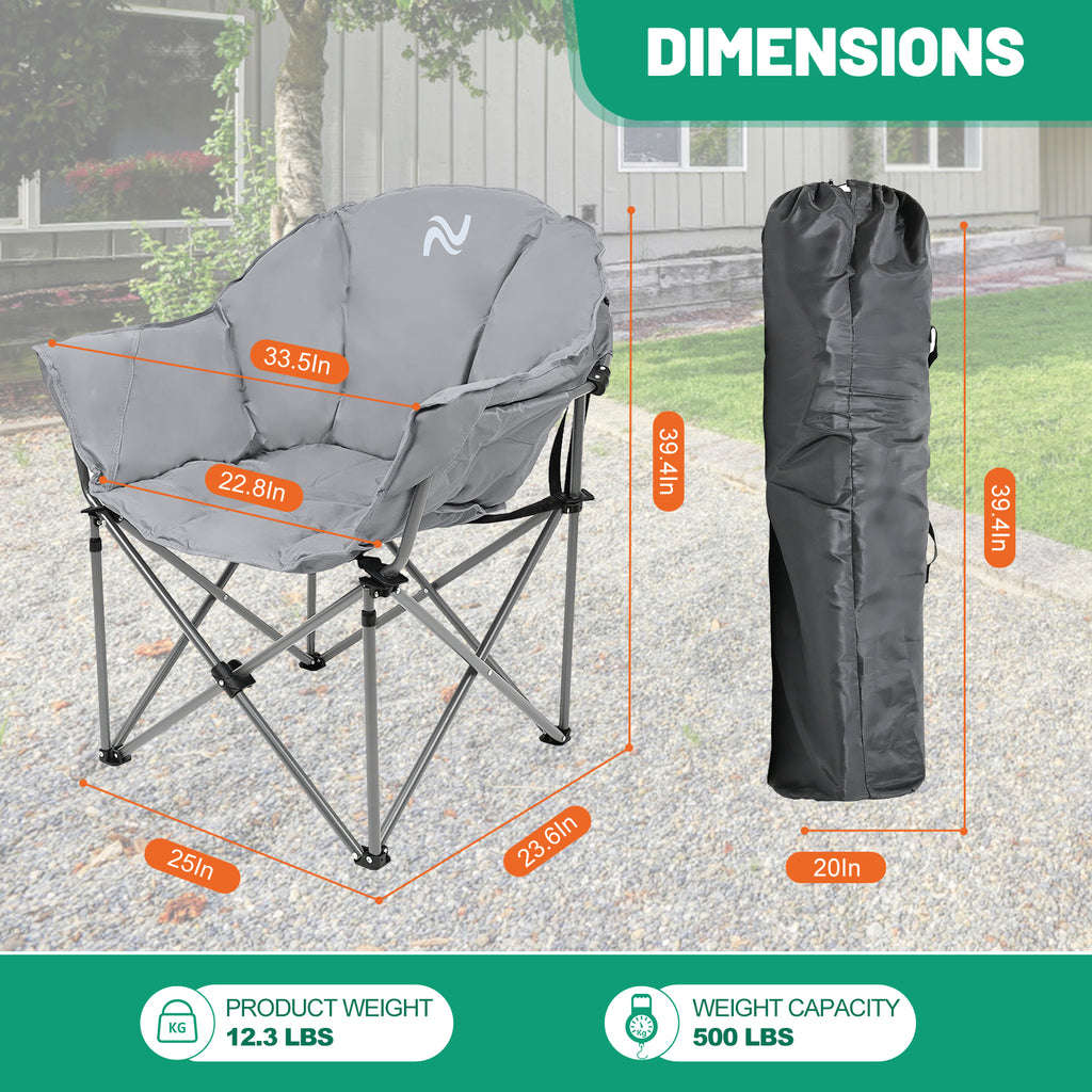Oversized Folding Camping Chair with Cup Holder & Carry Bag W4640