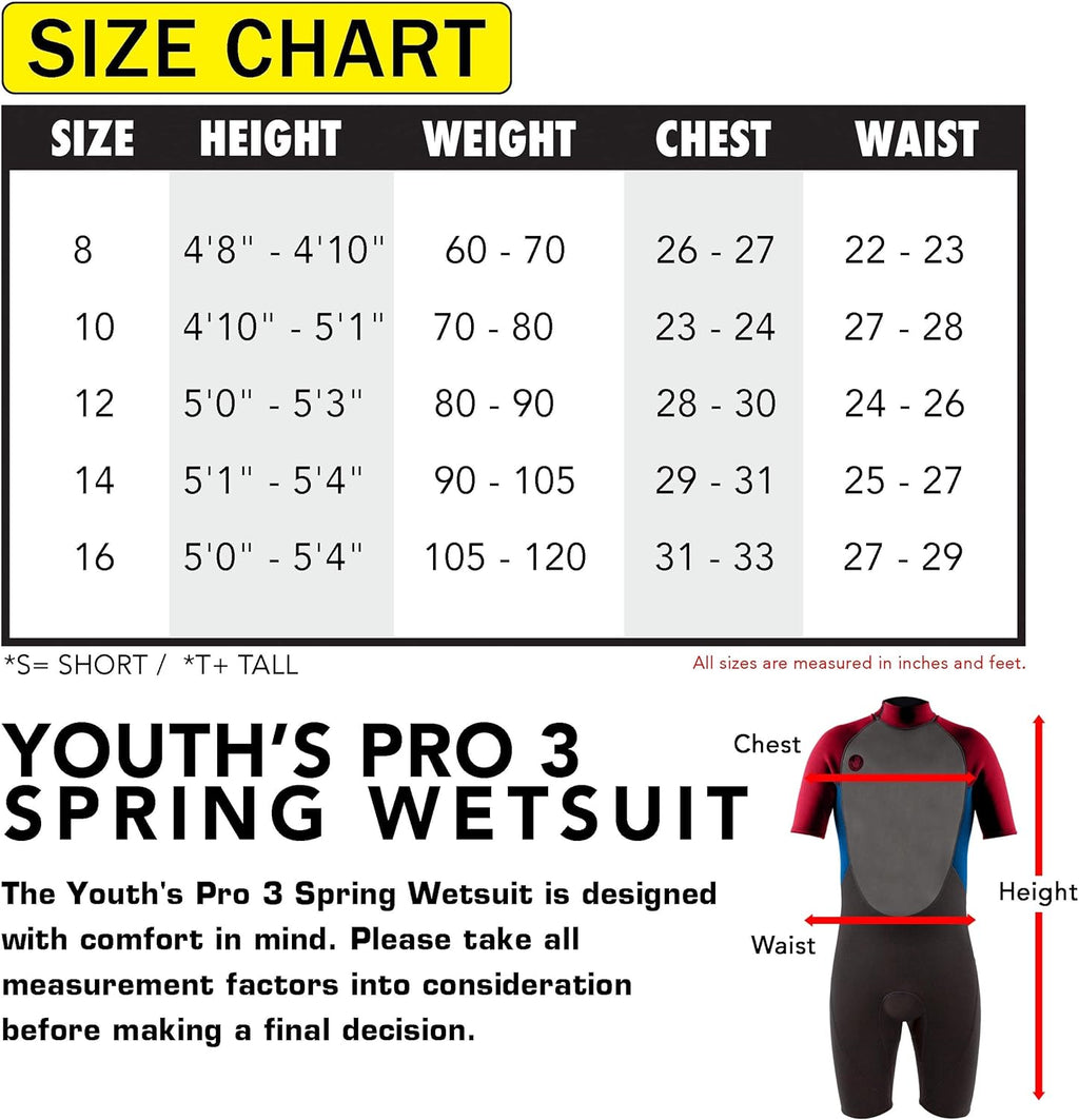 Red Youth Back Zip Short Sleeve Spring Suit Wet Suit A886