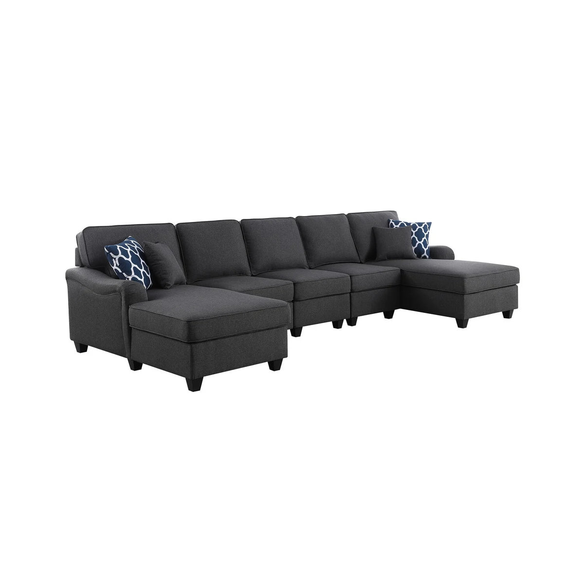 Dark Gray Linen 5Pc Modular Sectional Sofa P3071