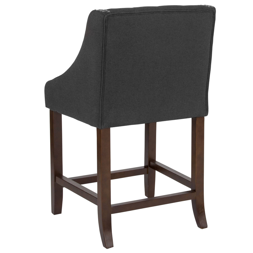 Charcoal Tufted Walnut Counter Height Stool Y539011