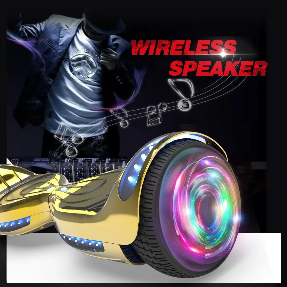 Chrome Gold Self Balancing Electric Scooter Hoverboard with Bluetooth Speaker A208331