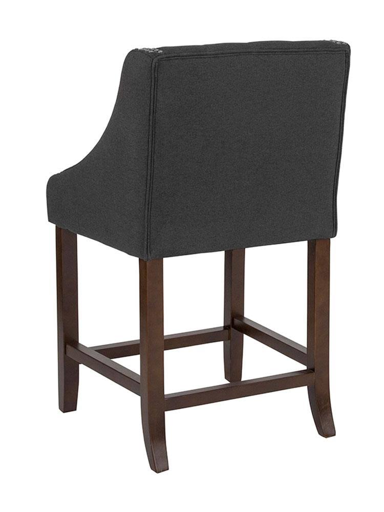 Charcoal Tufted Walnut Counter Height Stool Y539011