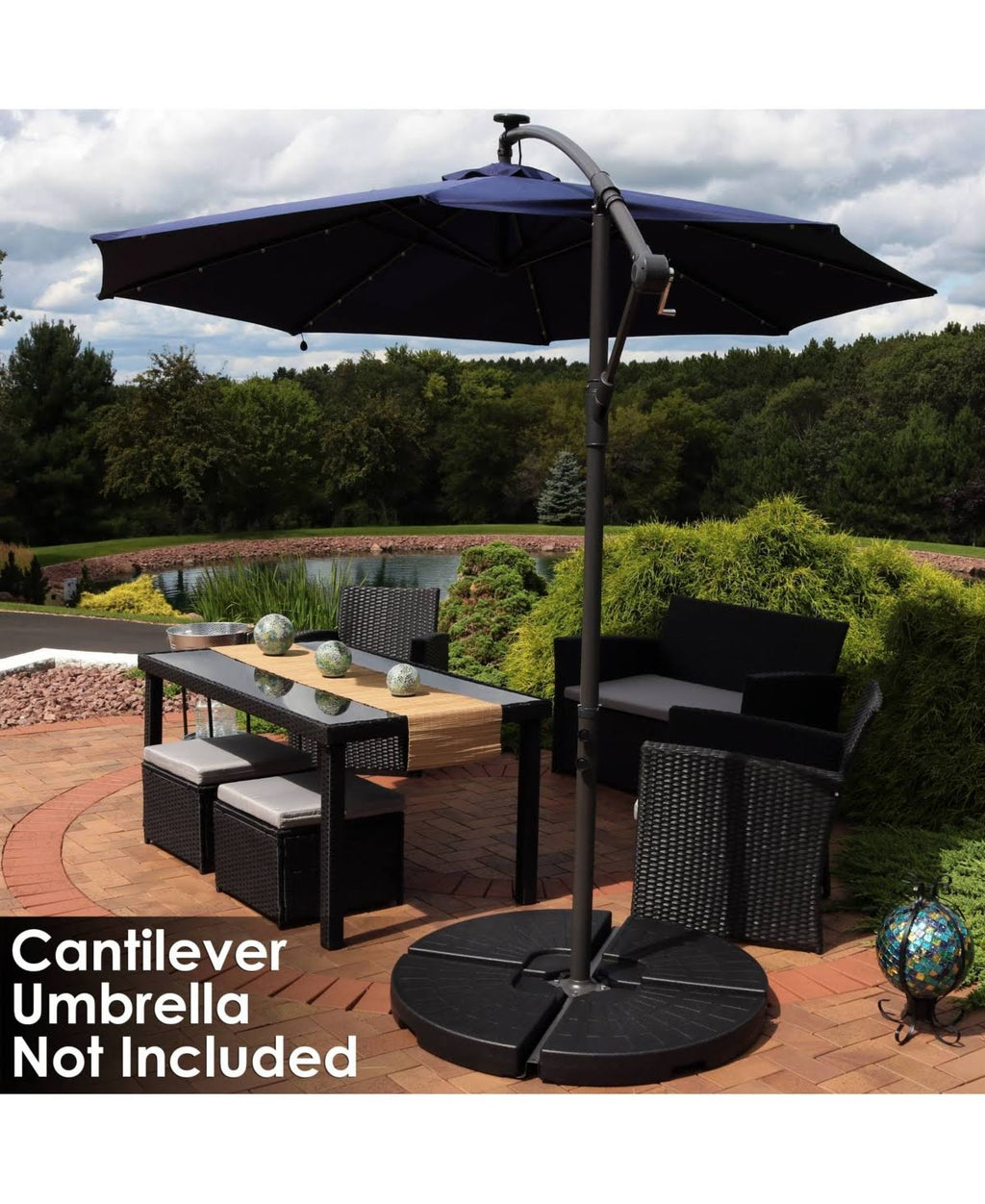 Black Cantilever Patio Umbrella Base Plate 4 Pk D4203