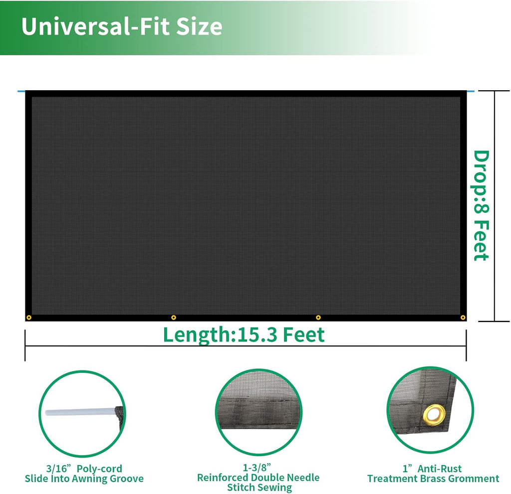 RV Awning Shade Screen Kit 8'x15'3 Pack of 2 W5069