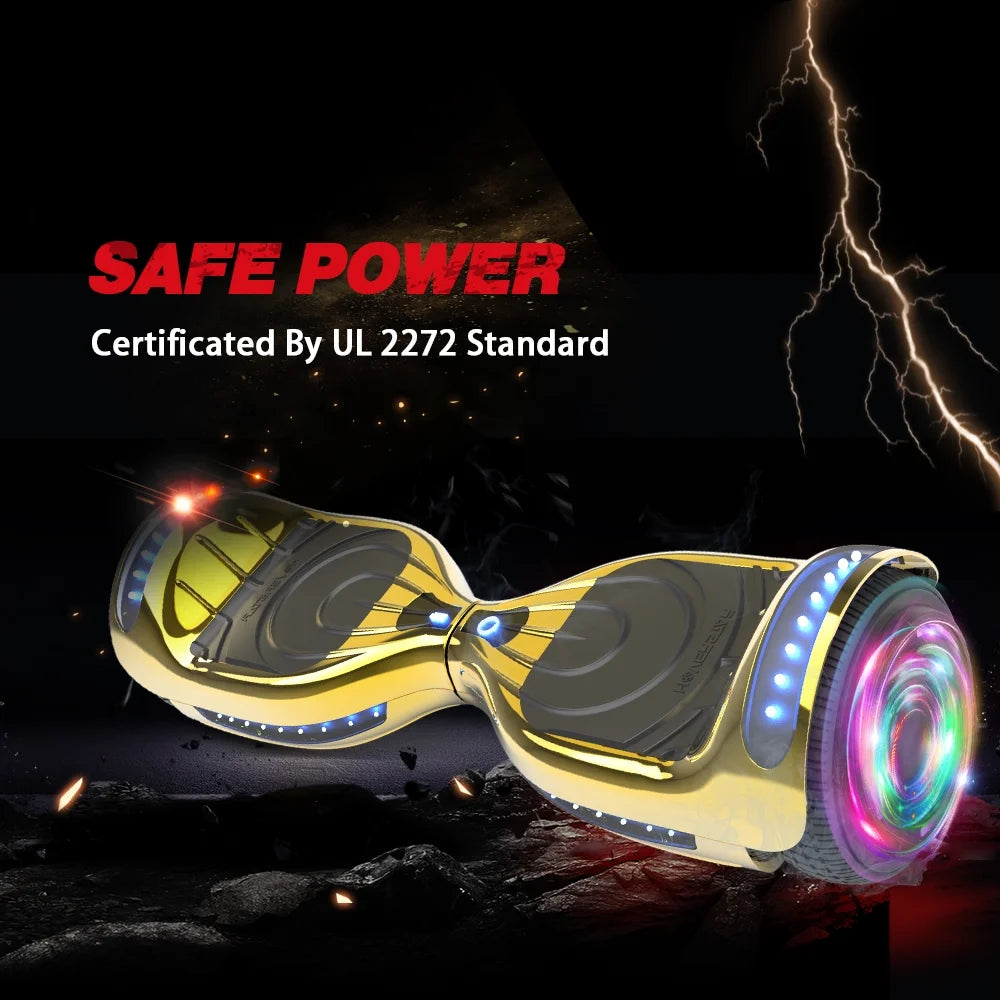 Chrome Gold Self Balancing Electric Scooter Hoverboard with Bluetooth Speaker A208331