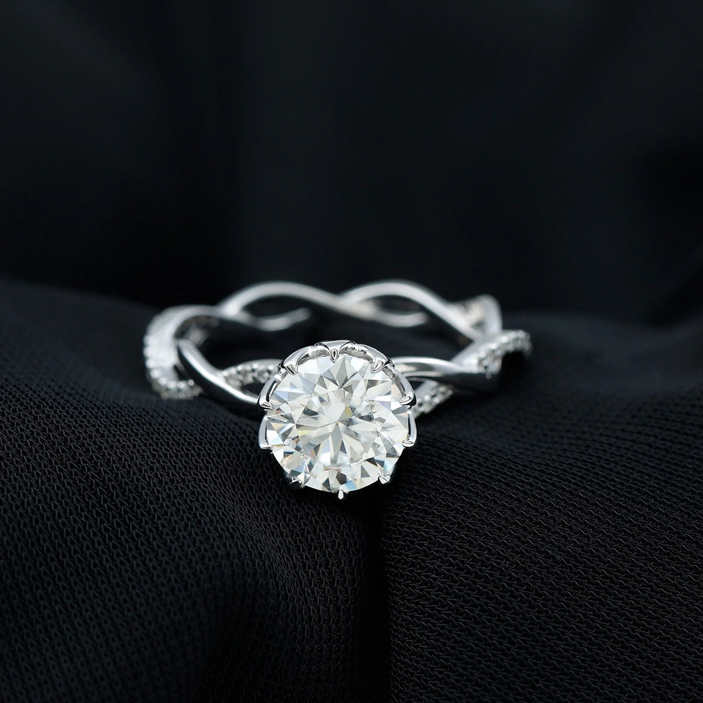 2.50 CT Moissanite Solitaire Engagement Ring with Braided Shank, 925 Sterling Silver I896061