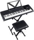 61 Key Piano Keyboard with Keyboard Stand, Bench, Sheet Music Stand, Headphones, Speakers H54746