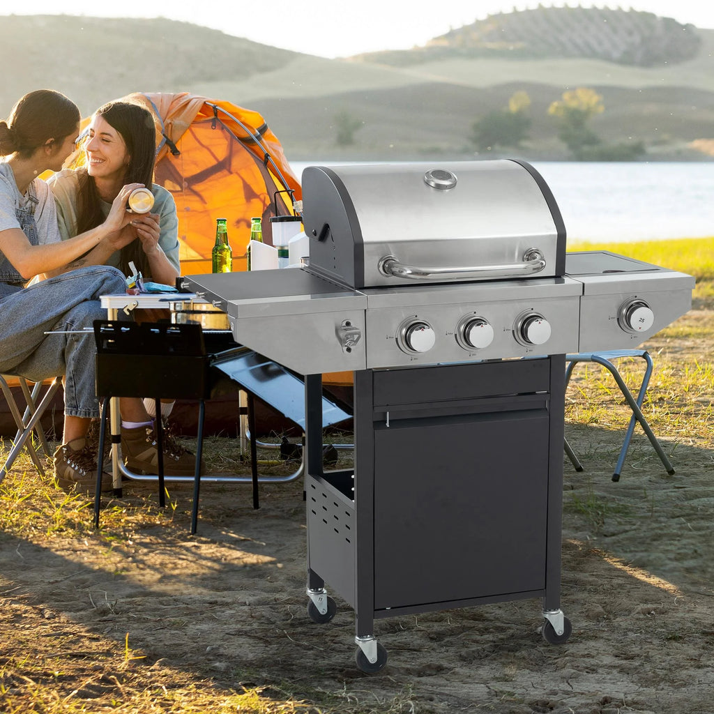 3-Burner Stainless Steel Propane Gas Grill with Side Burner R88833