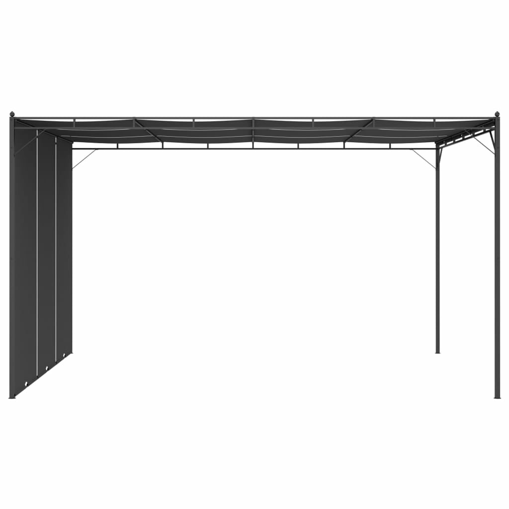 Gazebo with Side Curtain Steel Frame Canopy Tent Sun Shelter Anthracite 157.5 x 118.1 x 88.6 Inches Y468100