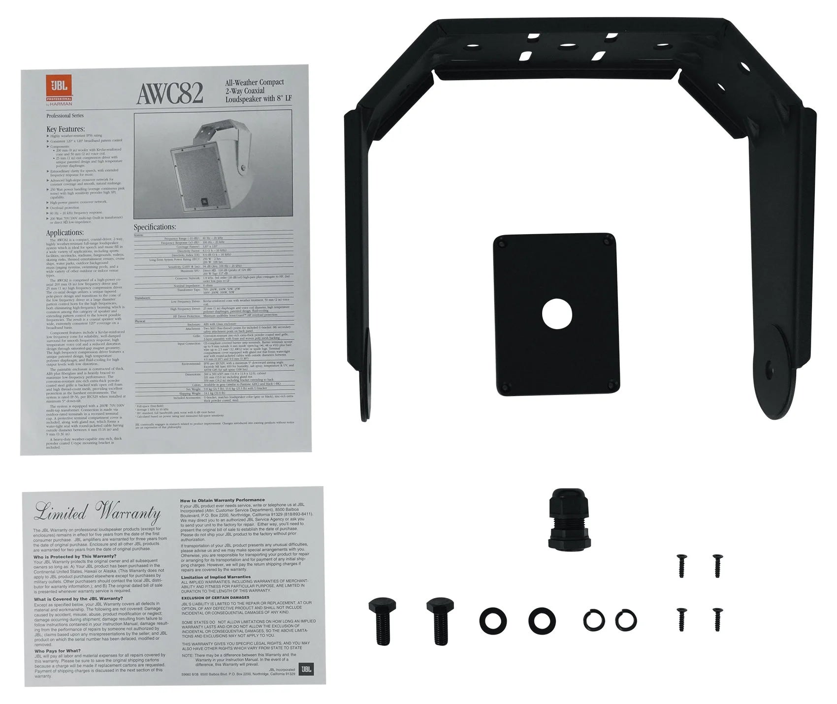 8" Black Indoor/Outdoor Surface Mount Speakers F42776