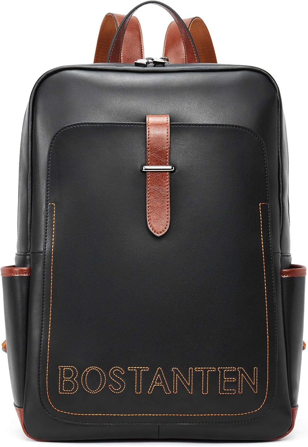 Black Leather Laptop Backpack 15.6 inch D788