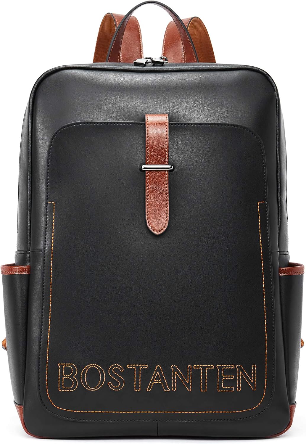 Black Leather Laptop Backpack 15.6 inch D788
