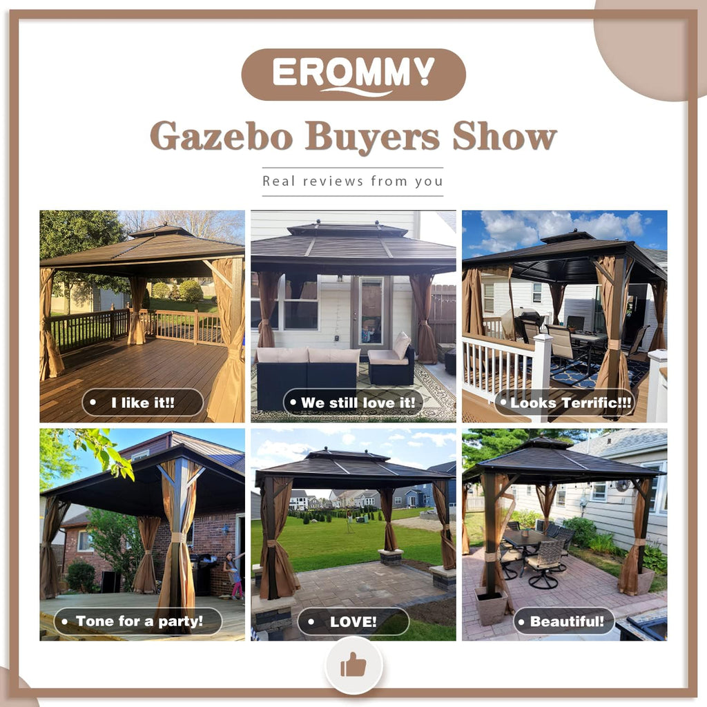 Galvanized Steel Aluminum Frame Gazebo with Netting and Curtains 10'x 13' O1989