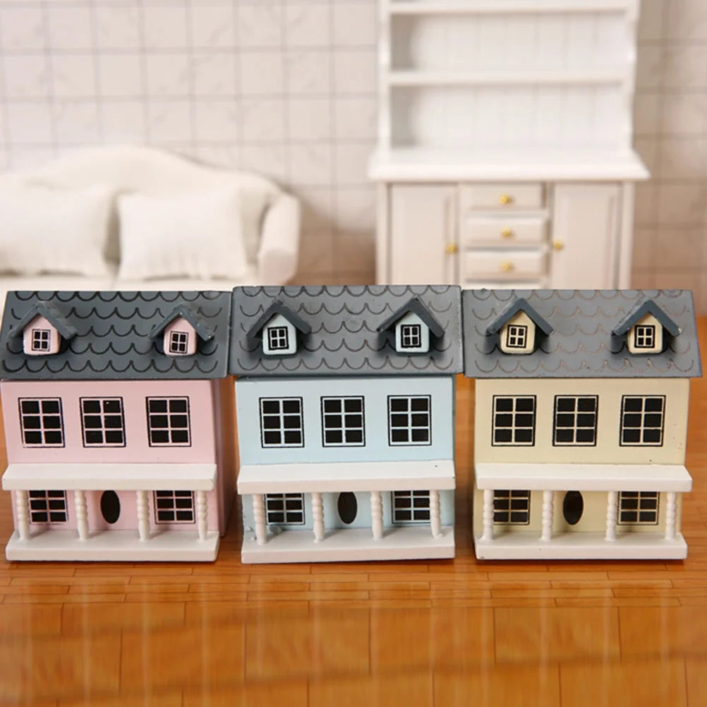 Set of 3 Wood Doll Houses Miniature Furniture Kits C866