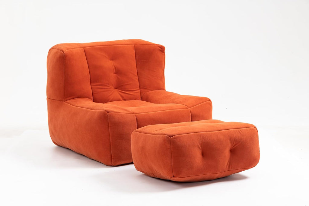 Orange Velvet Bean Bag Chair with Ottoman Z70338