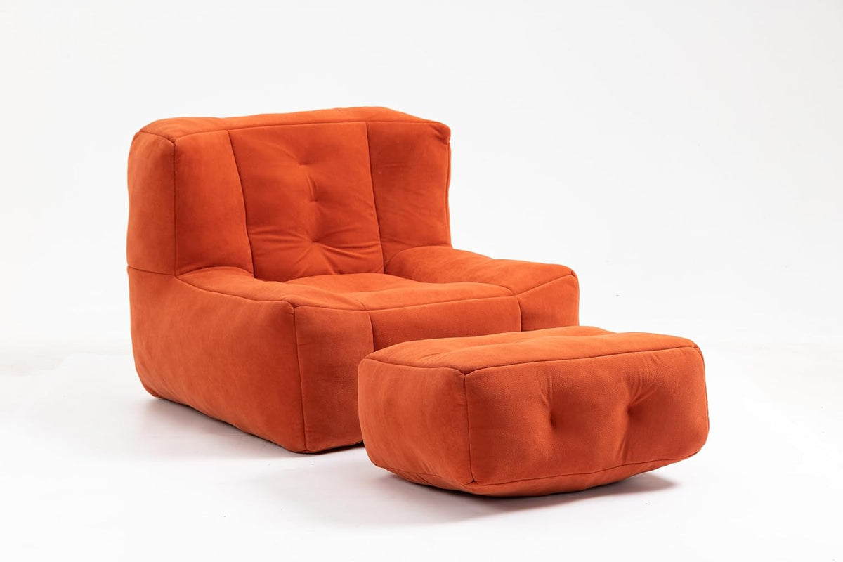 Orange Velvet Bean Bag Chair with Ottoman Z70338