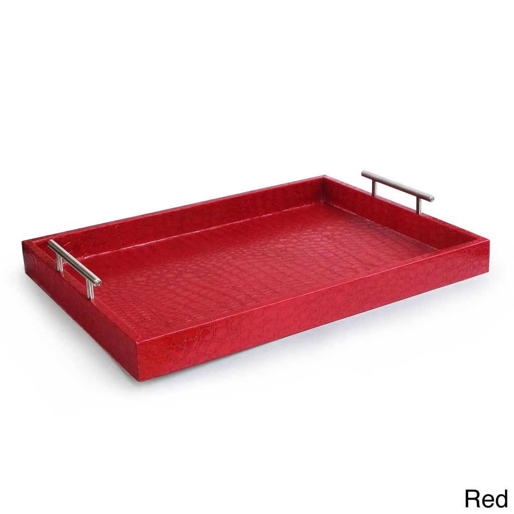Silver Alligator Tray with Metal Handles N955589