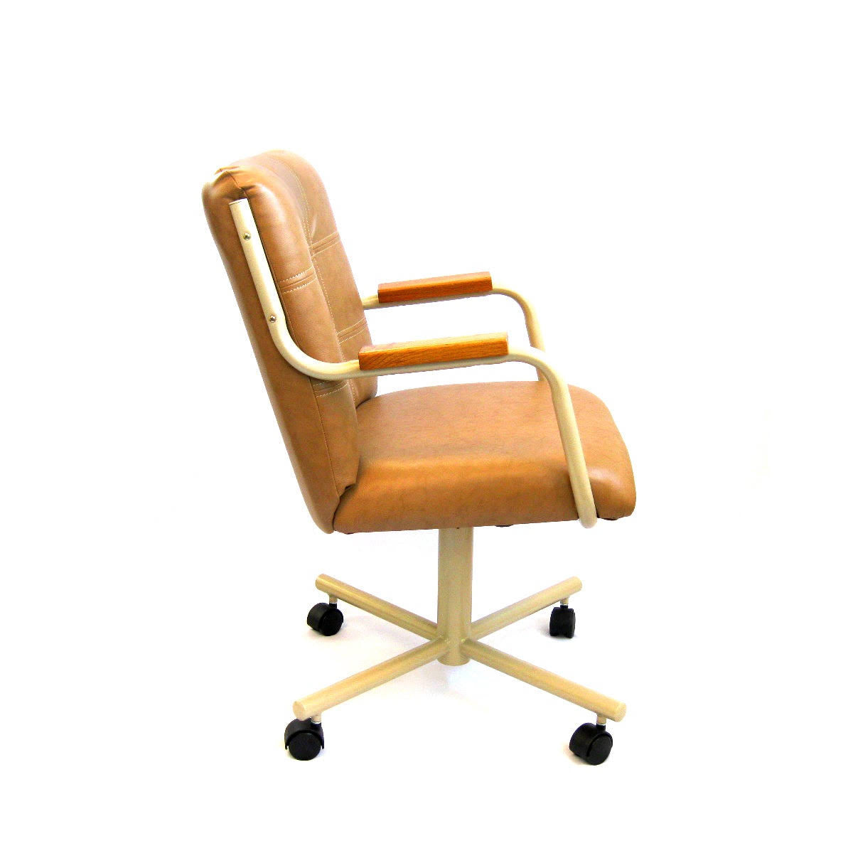 Swivel Tilt Caster Arm Chair in Buff Polyurethane G4405