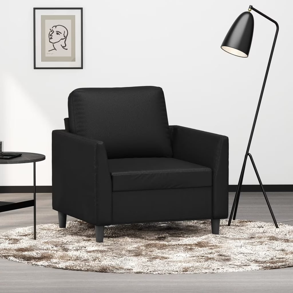 Black Faux Leather Sofa Chair J788