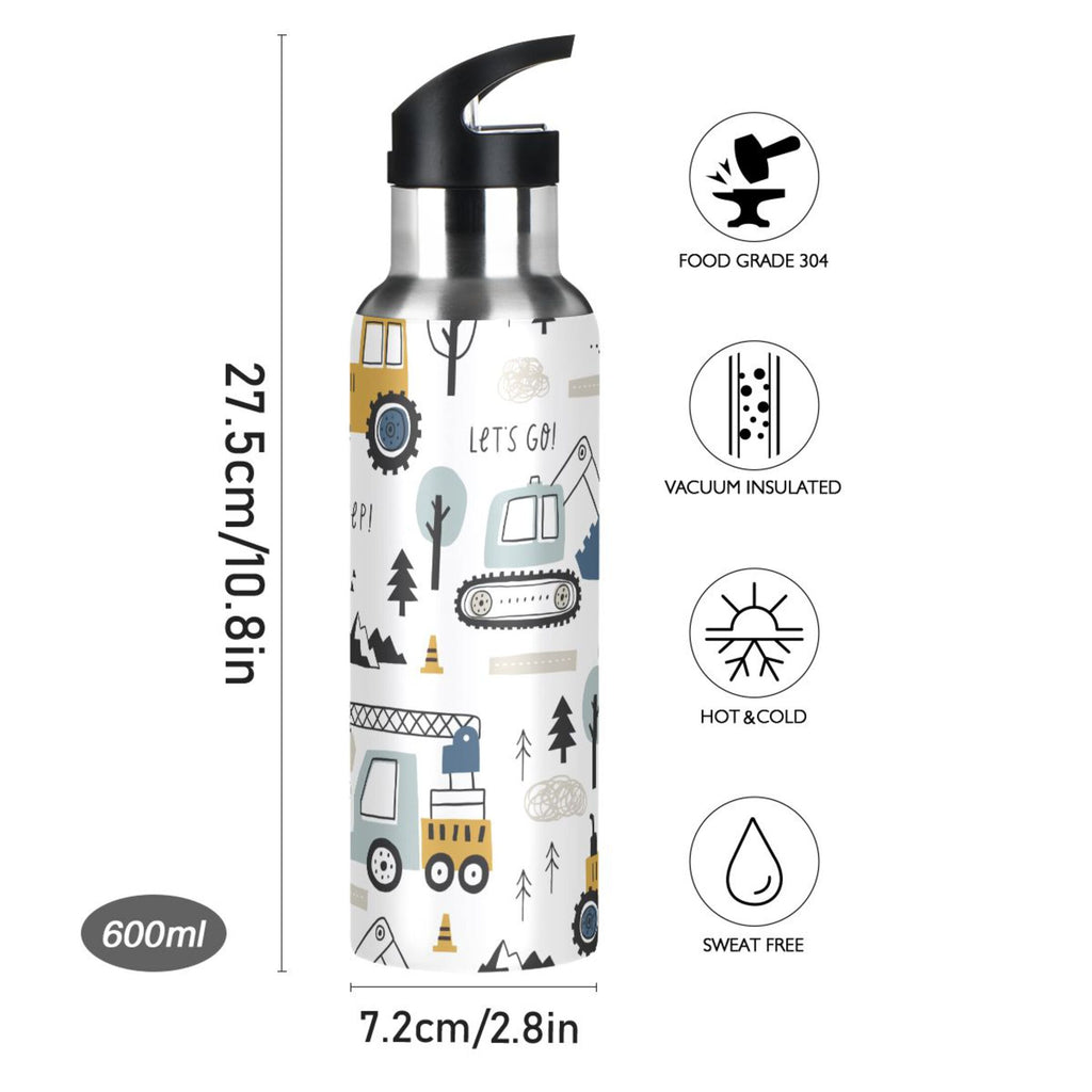 20 OZ Stainless Steel Vacuum Insulated Water Bottle with Straw Lid M788956