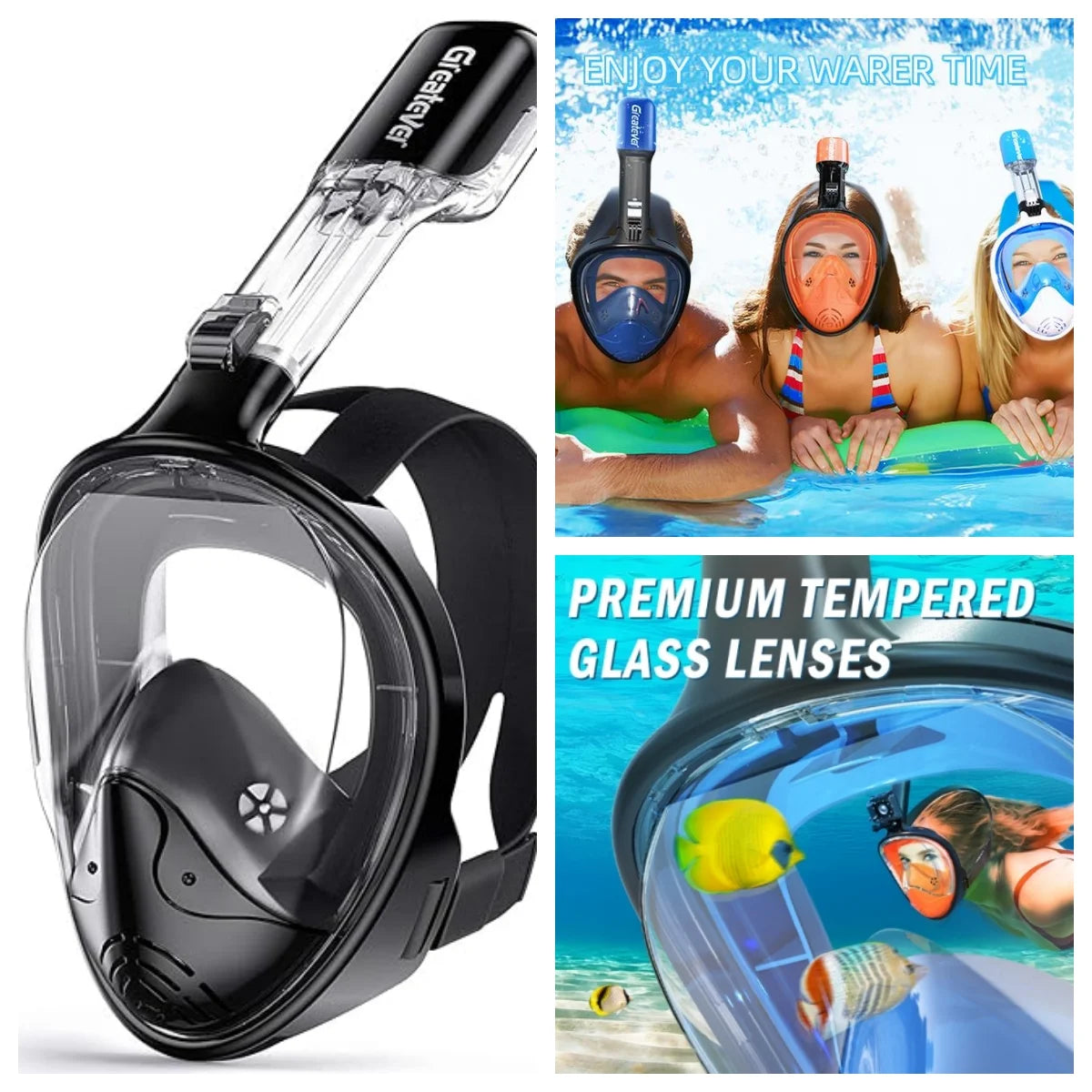 Full Face Snorkel Mask with Detachable Camera Mount U473