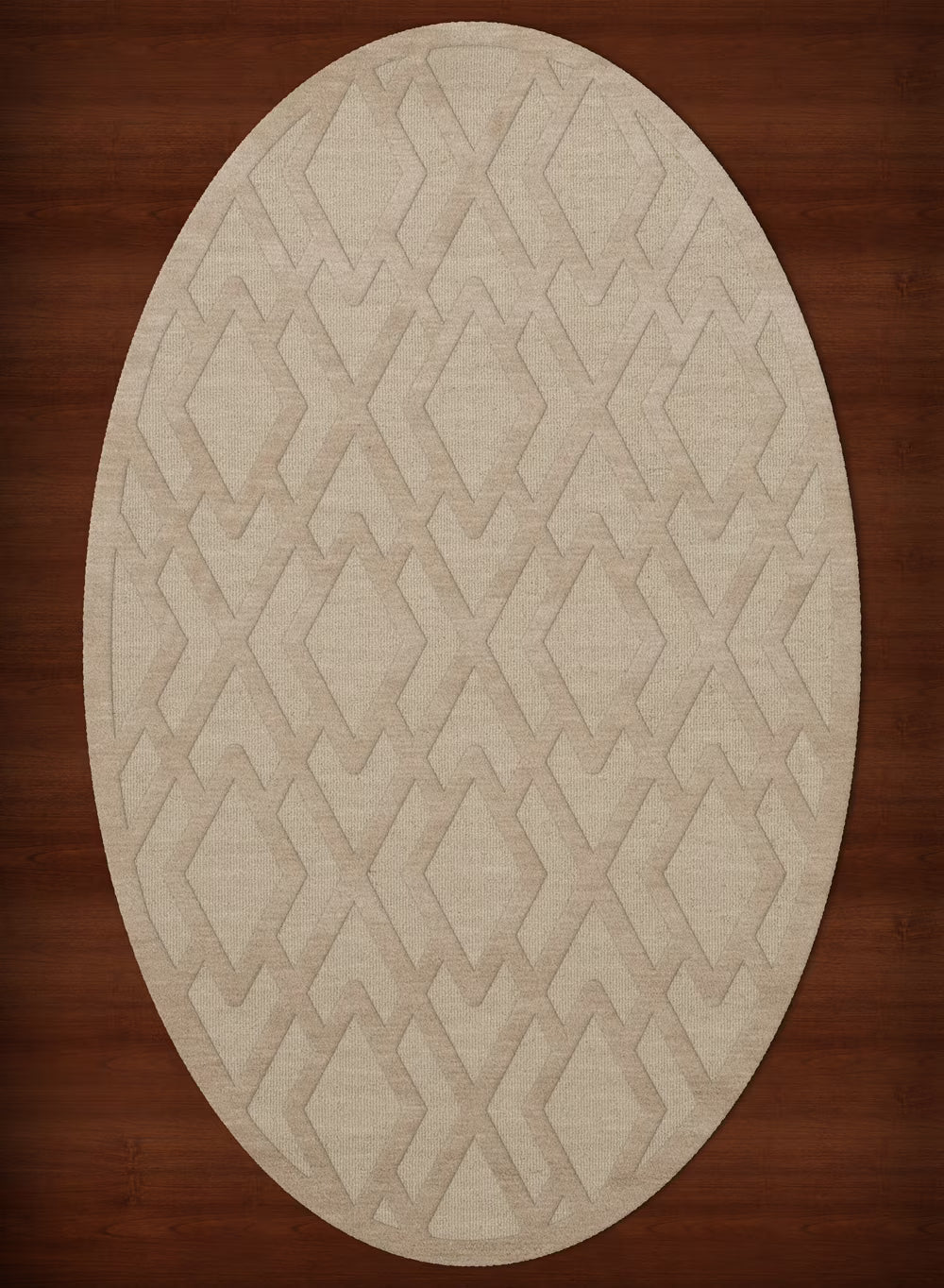 Linen Diamond Lines 5' x 8' Oval Area Rug O1157
