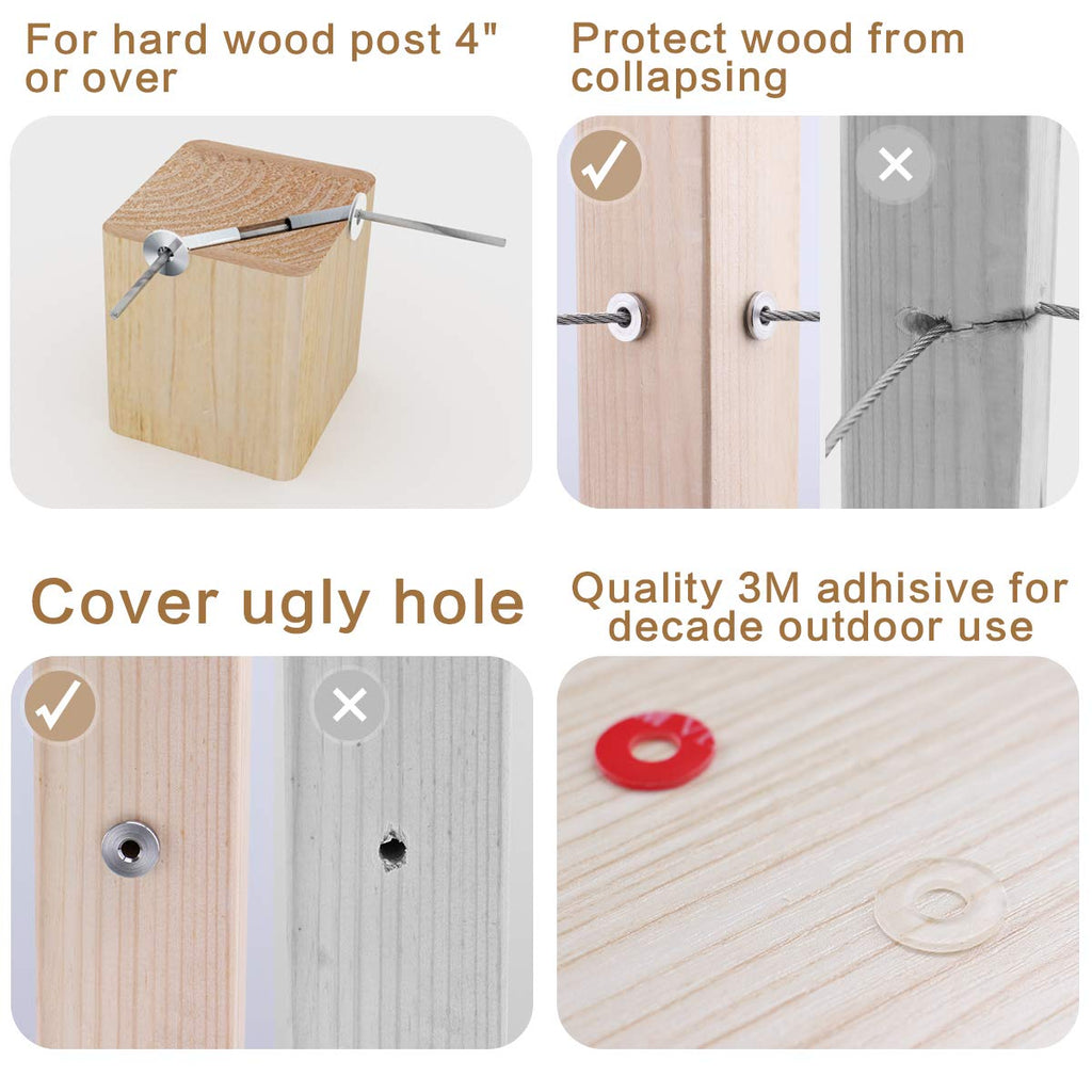 20Pack Cable Railing Kit Angled Protective Grommet for 90 Degree Corner 45 Degree L Shape Protector Sleeve for 1/8 Wire Rope Wood Posts T316 Stainless Steel Pack of 2 U5713