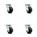 Set of 4 Black Swivel Casters with 4 inch x 2 inch Wheels S4032