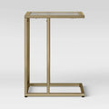 Glass Top C Table with Brass Base F529