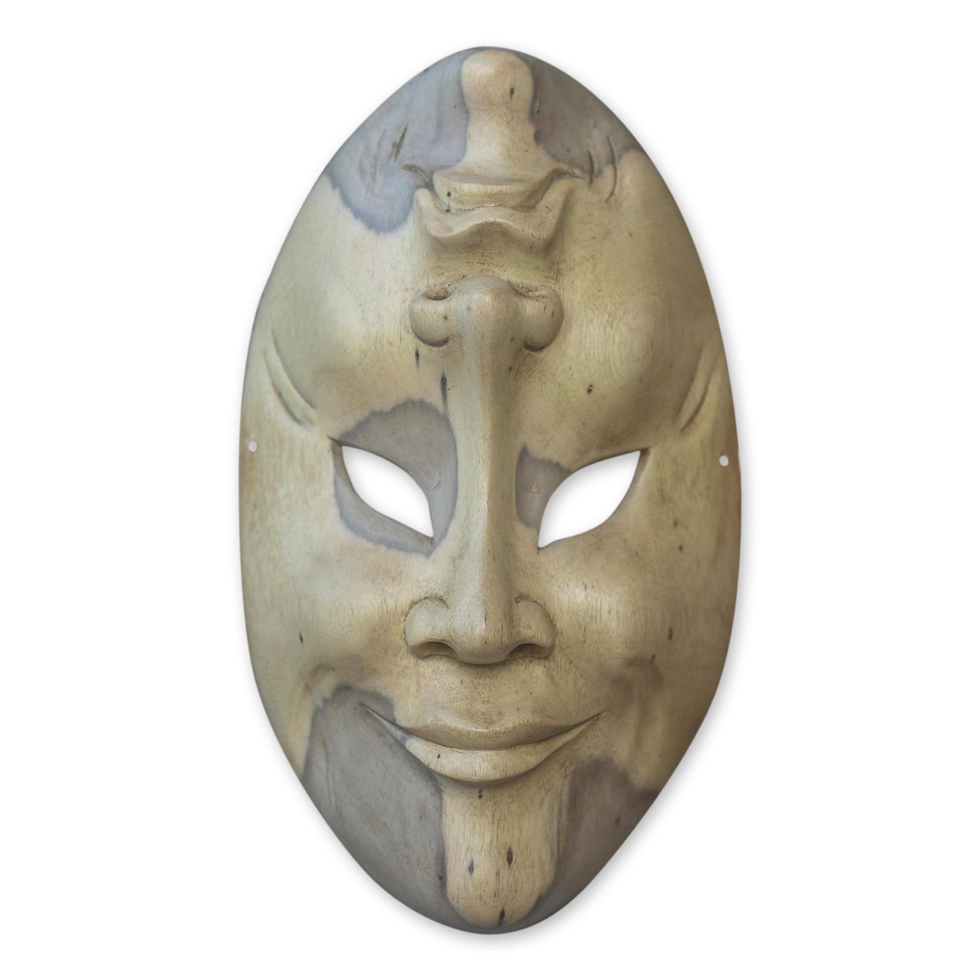 Beige Decorative Wood Mask U81375
