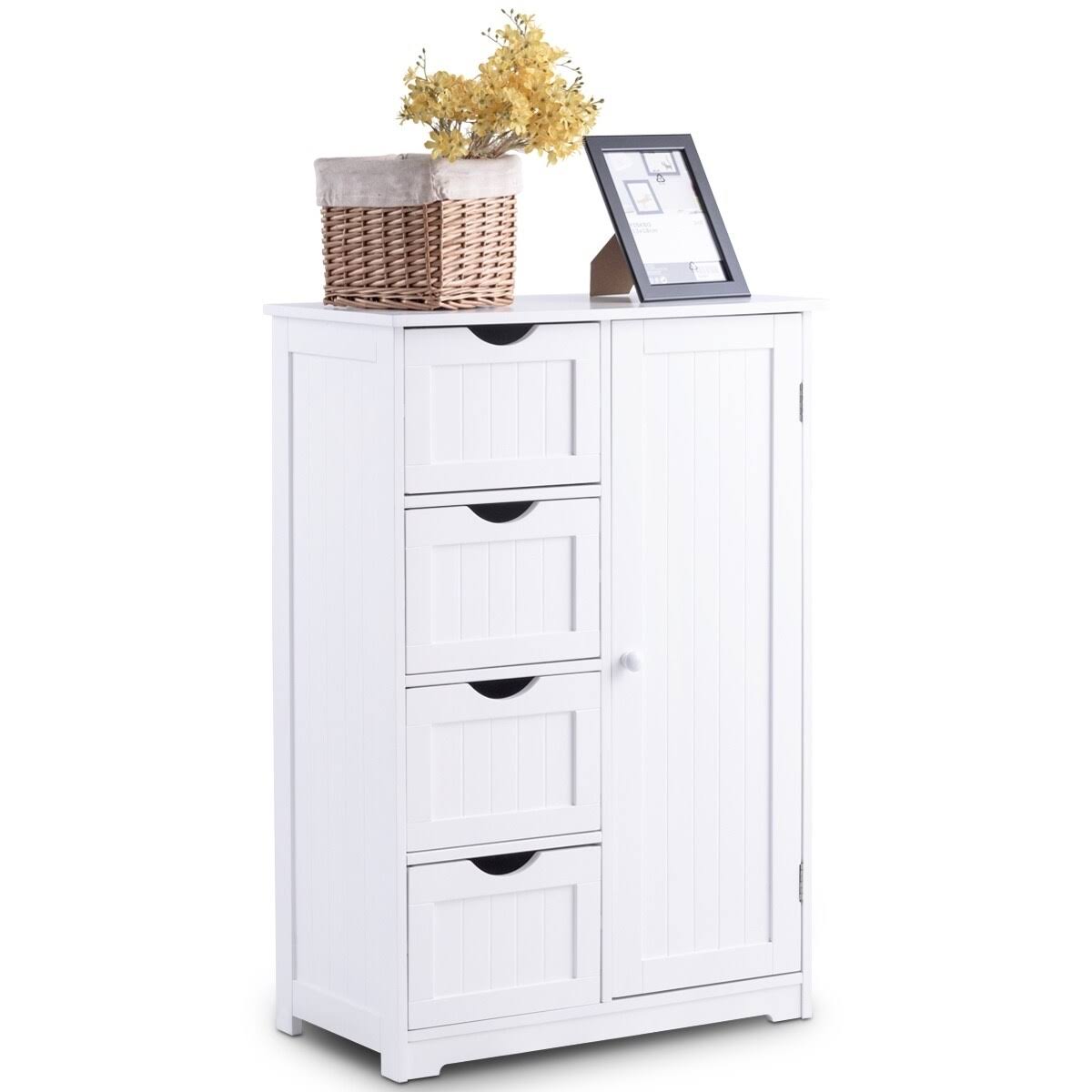 White Wooden Bathroom Cabinet V575