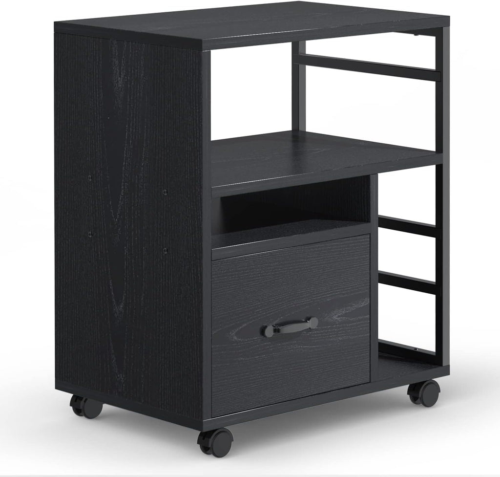 Black Mobile File Cabinet with Drawer M593207