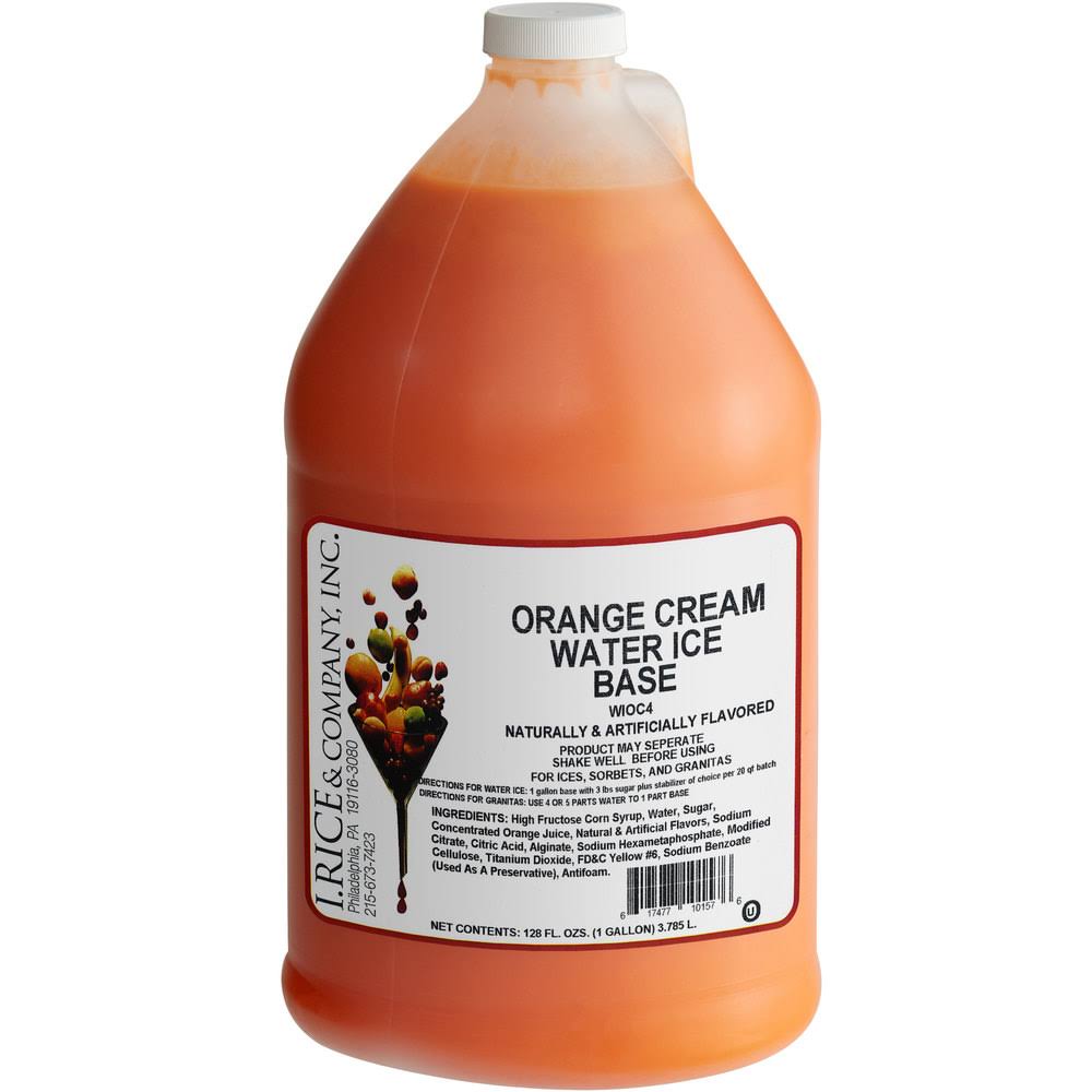 1 Gallon Orange Cream Water Ice Base - 4/Case B658236