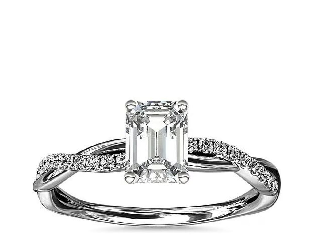 14K White Gold Emerald Solitaire Engagement Ring J876570