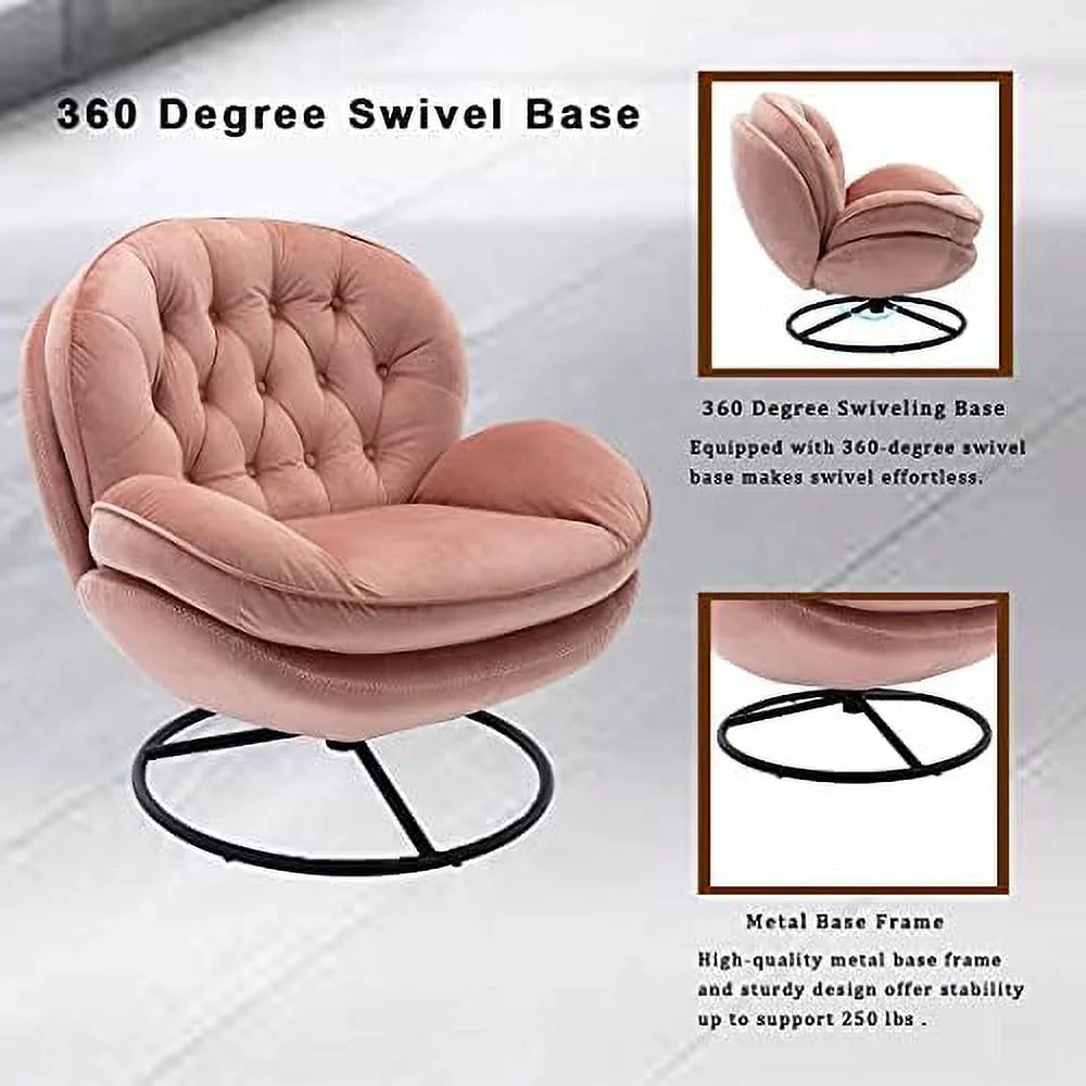 Velvet Swivel Accent Chair with Ottoman Set Y9532