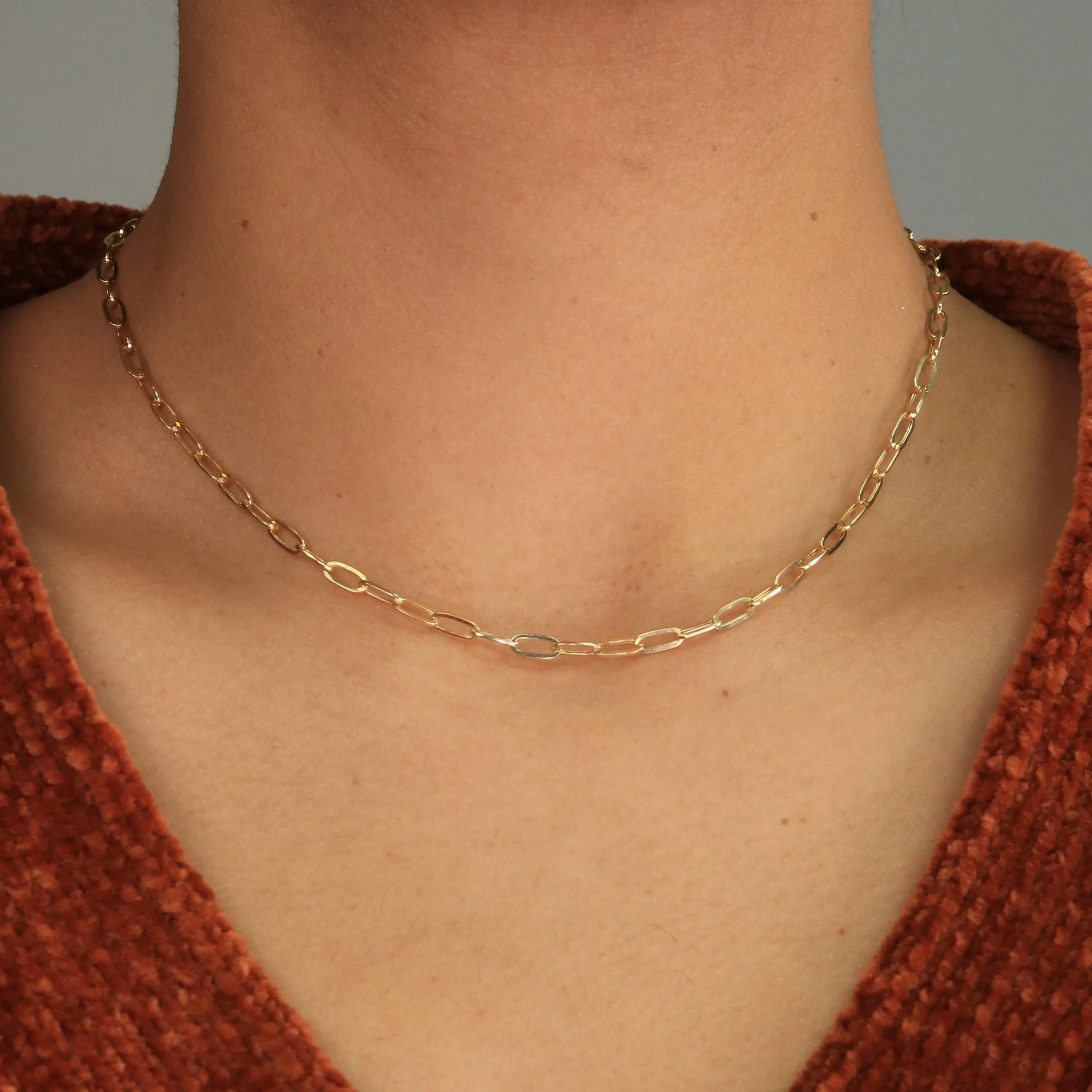 10k Yellow Gold 3mm Paperclip Chain Necklace 16" - 24" T685