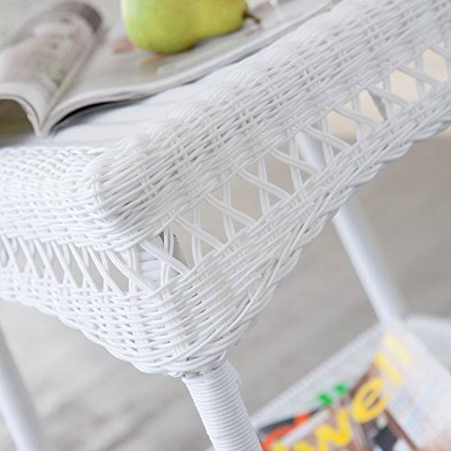 White Resin Wicker Side Table O885346