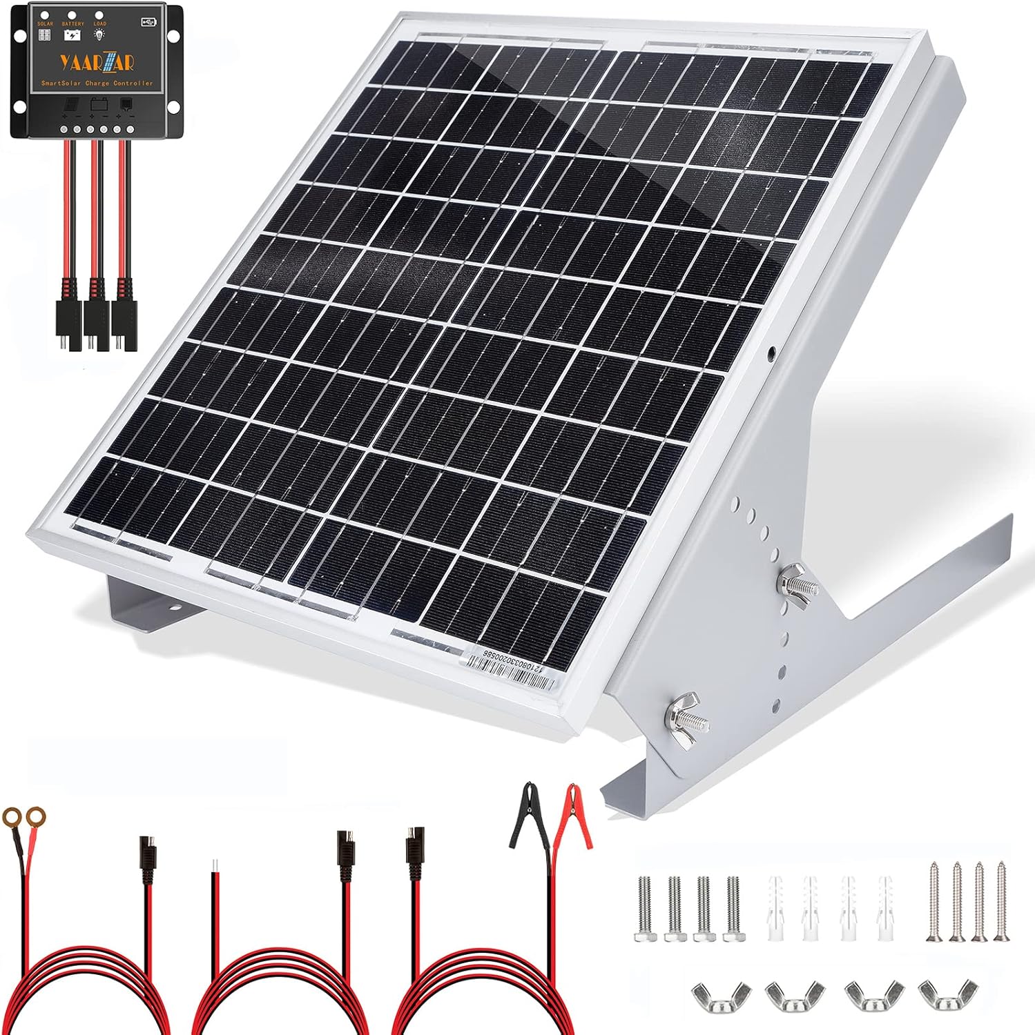 20 Watt 12V Solar Panel Kit with Adjustable Tilt Mount Brackets and 5A PWM Solar Charge Controller U3202