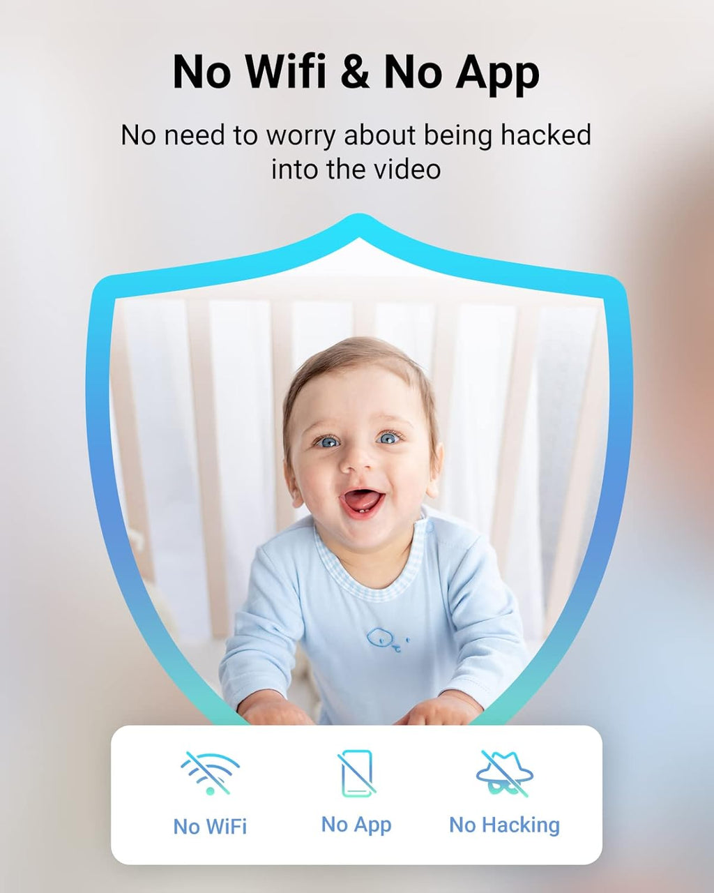 Baby Monitor with Camera and Audio, 720P 5 HD Display, Night Vision, 1000ft Range P18168