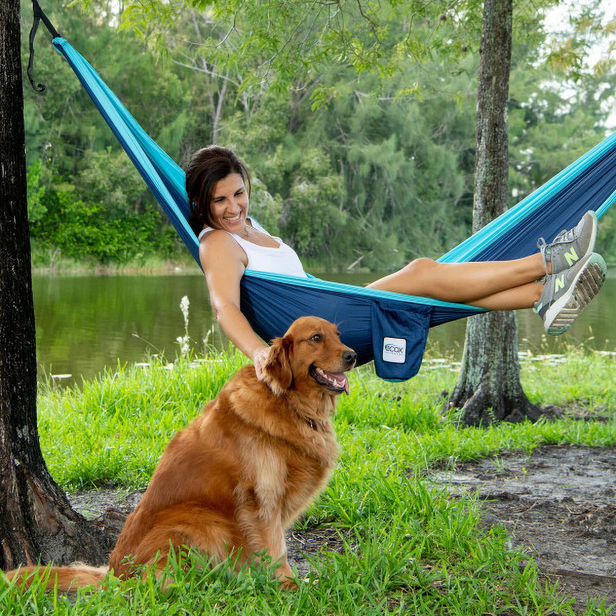 Camping Hammock Single with 2 Tree Straps, Portable Lightweight Nylon Parachute B247