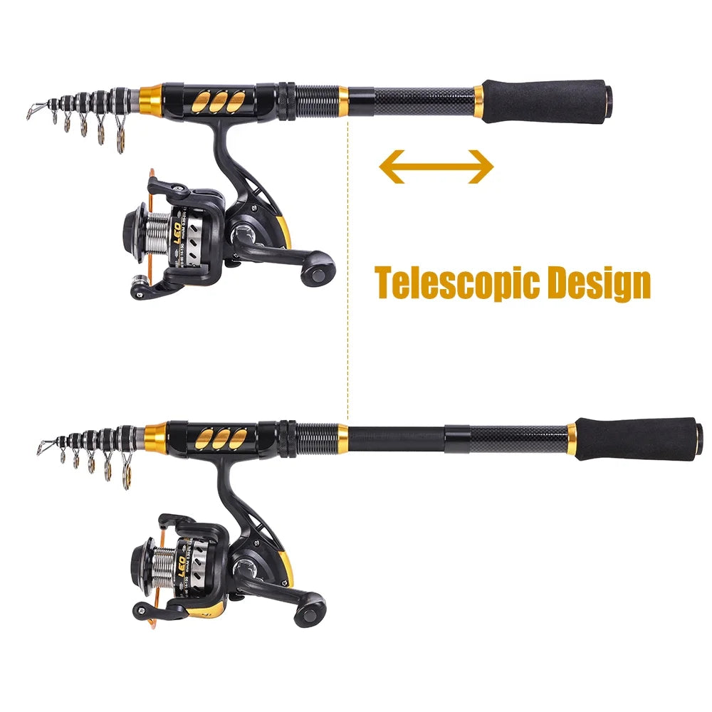 Carbon Fiber Telescopic Fishing Rod and Reel Combo H205306