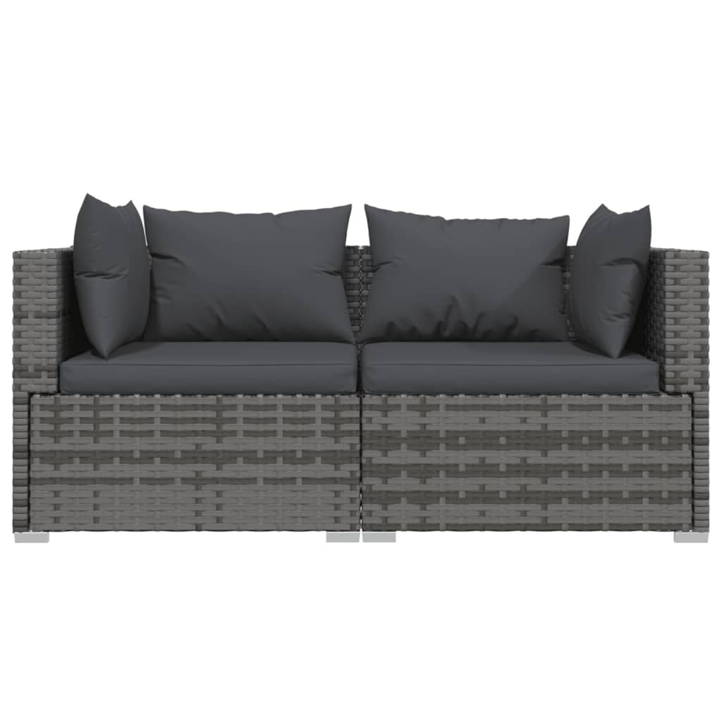 3 Piece Gray Poly Rattan Corner Sofa Set with Cushions J218