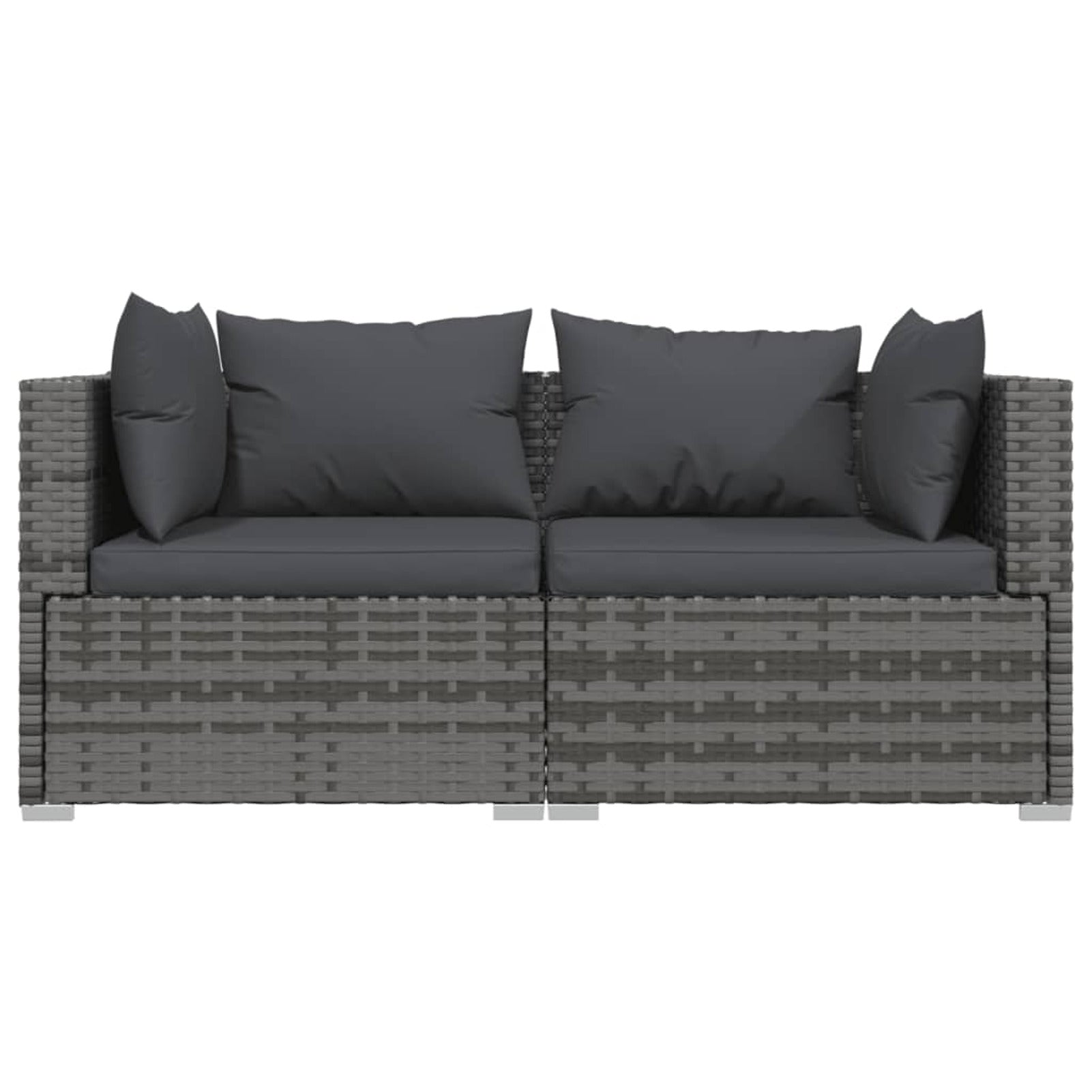 3 Piece Gray Poly Rattan Corner Sofa Set with Cushions J218