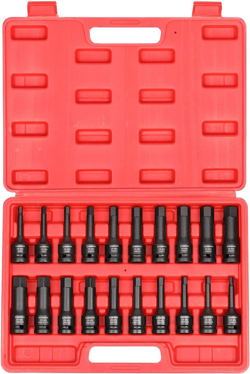 1/2 Drive 20-Piece Impact Hex Bit Set, Cr-Mo Steel U241727
