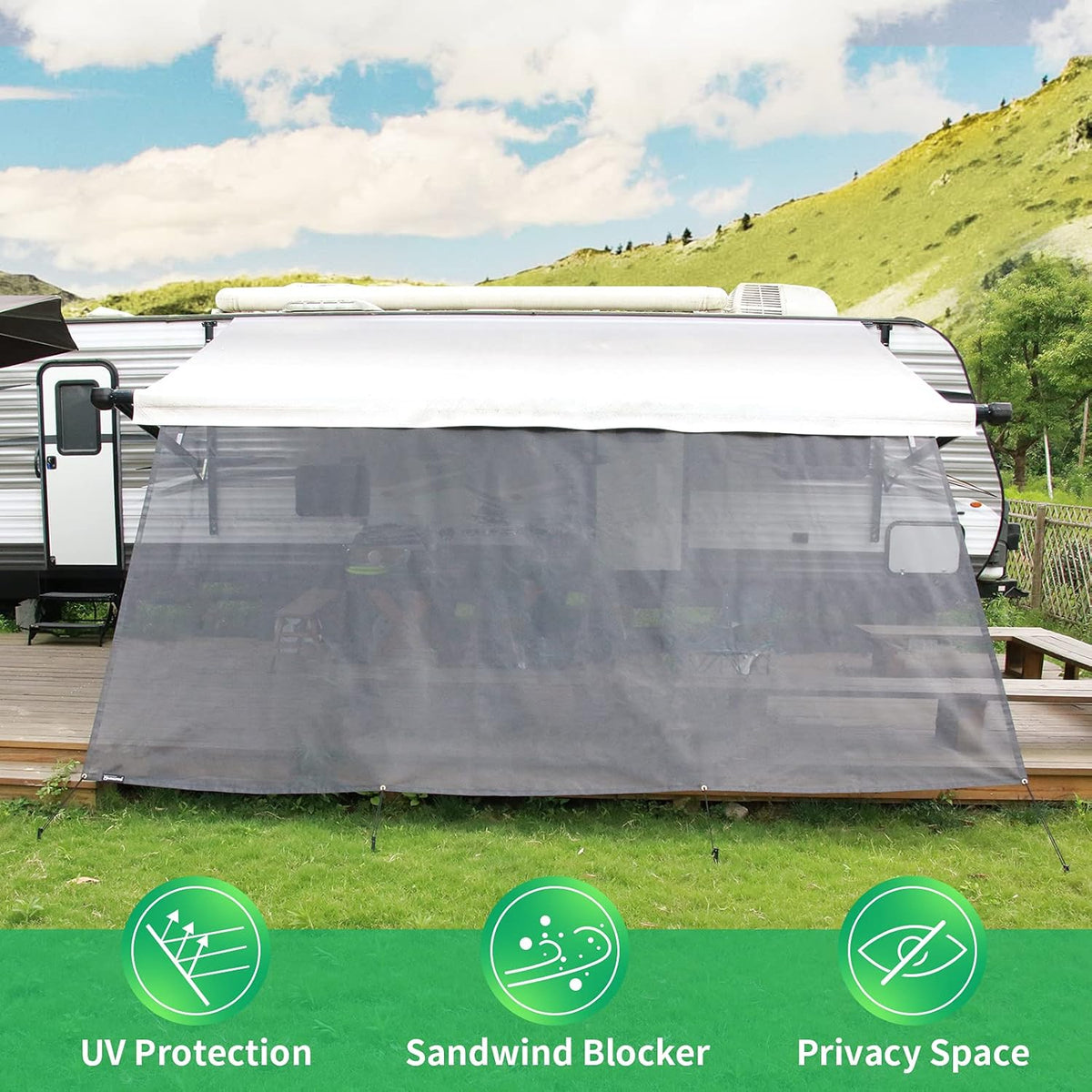 RV Awning Shade Screen Kit 8'x15'3 Pack of 2 W5069