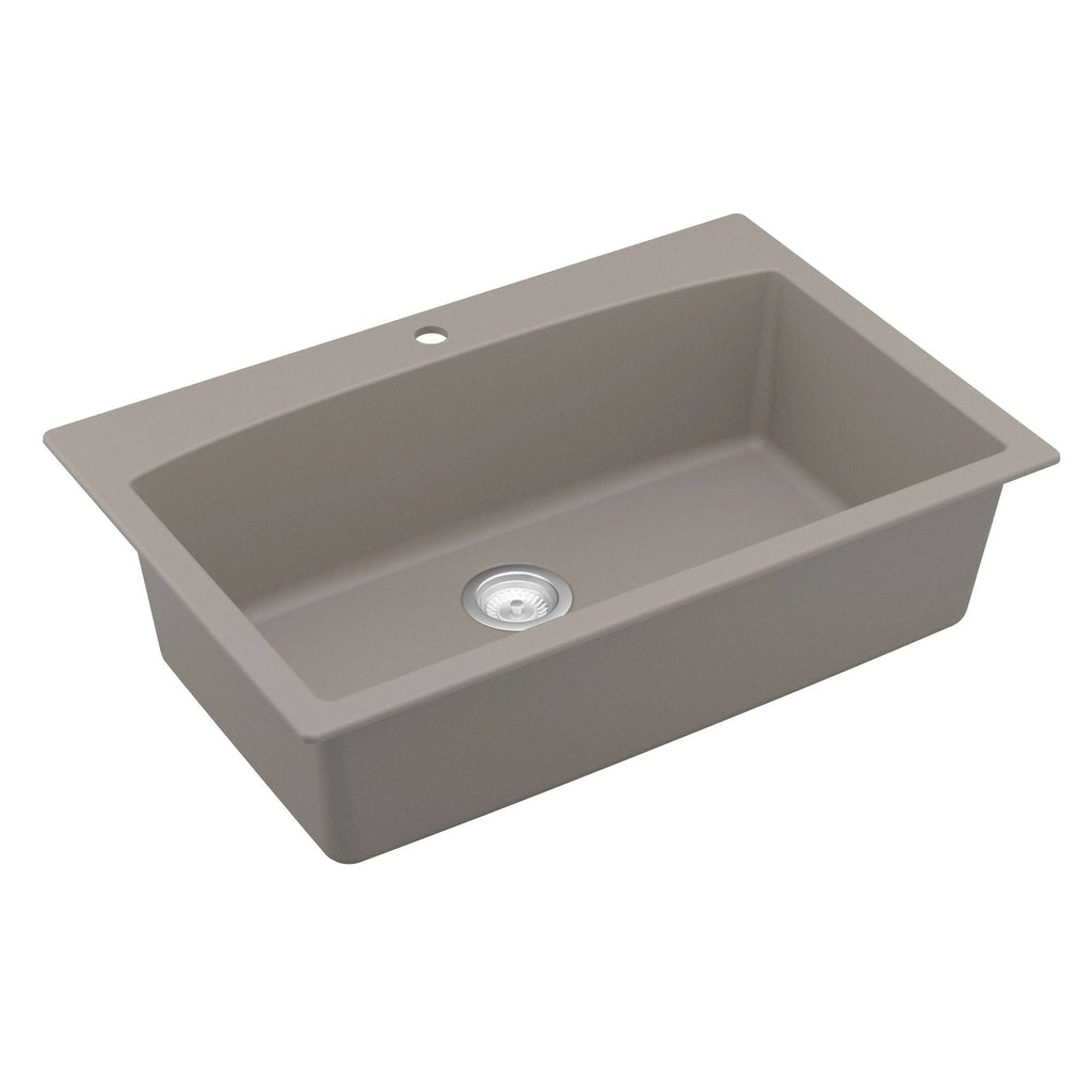 33x22 Drop In Quartz Composite Kitchen Sink, Grey M556219