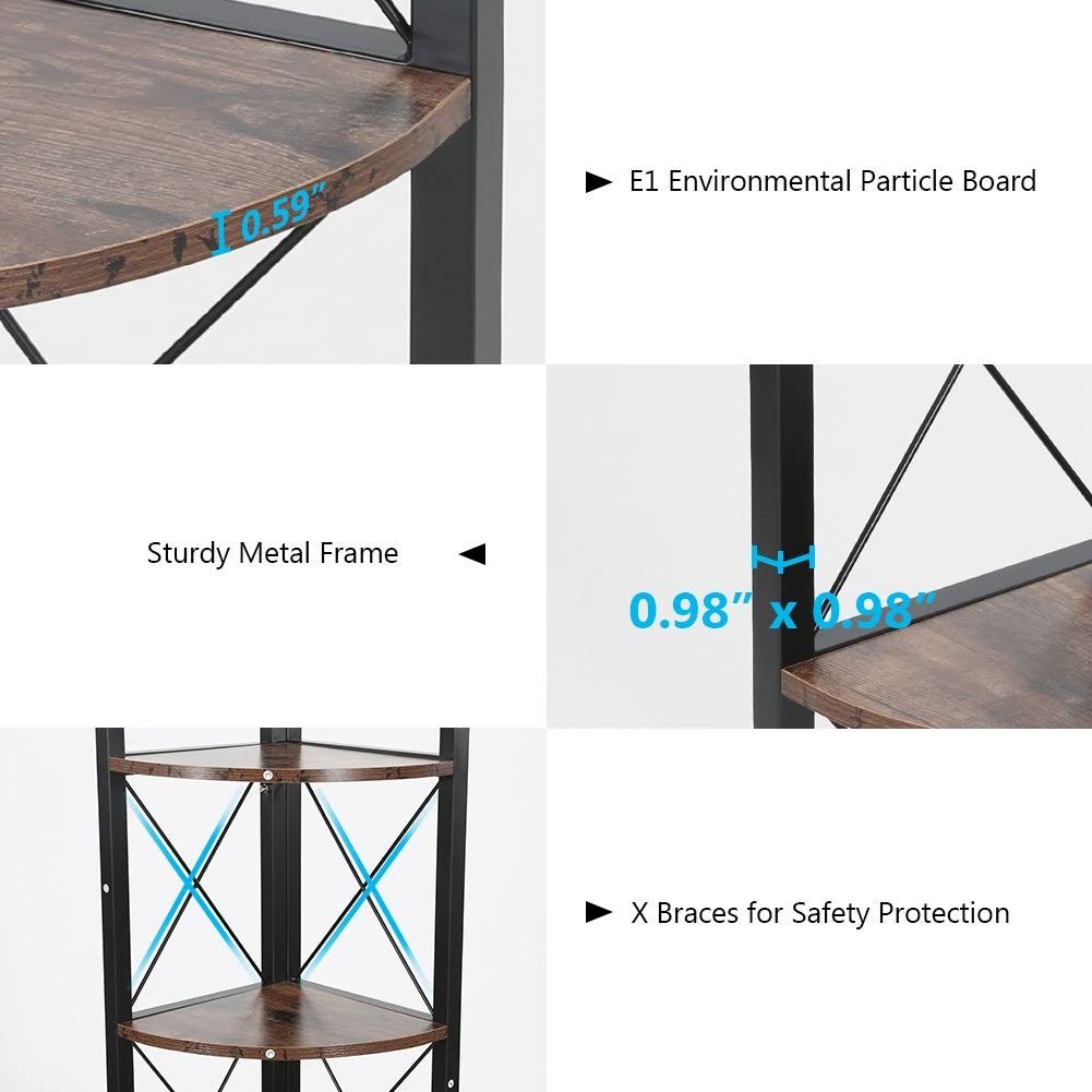 5 Tier Corner Bookshelf Bookcase Brown T6090