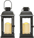 Red Outdoor Lanterns with Solar Candles, 11 Inch Tall, Set of 2, Waterproof Metal E760522