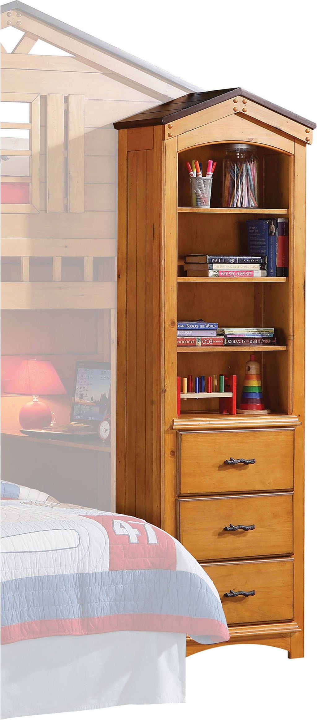 Rustic Oak Bookcase Cabinet L710